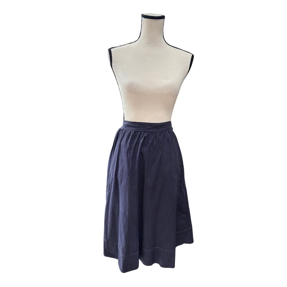 Eileen Fisher Women's XS Organic Cotton A-Line Skirt Navy Elastic Waist
